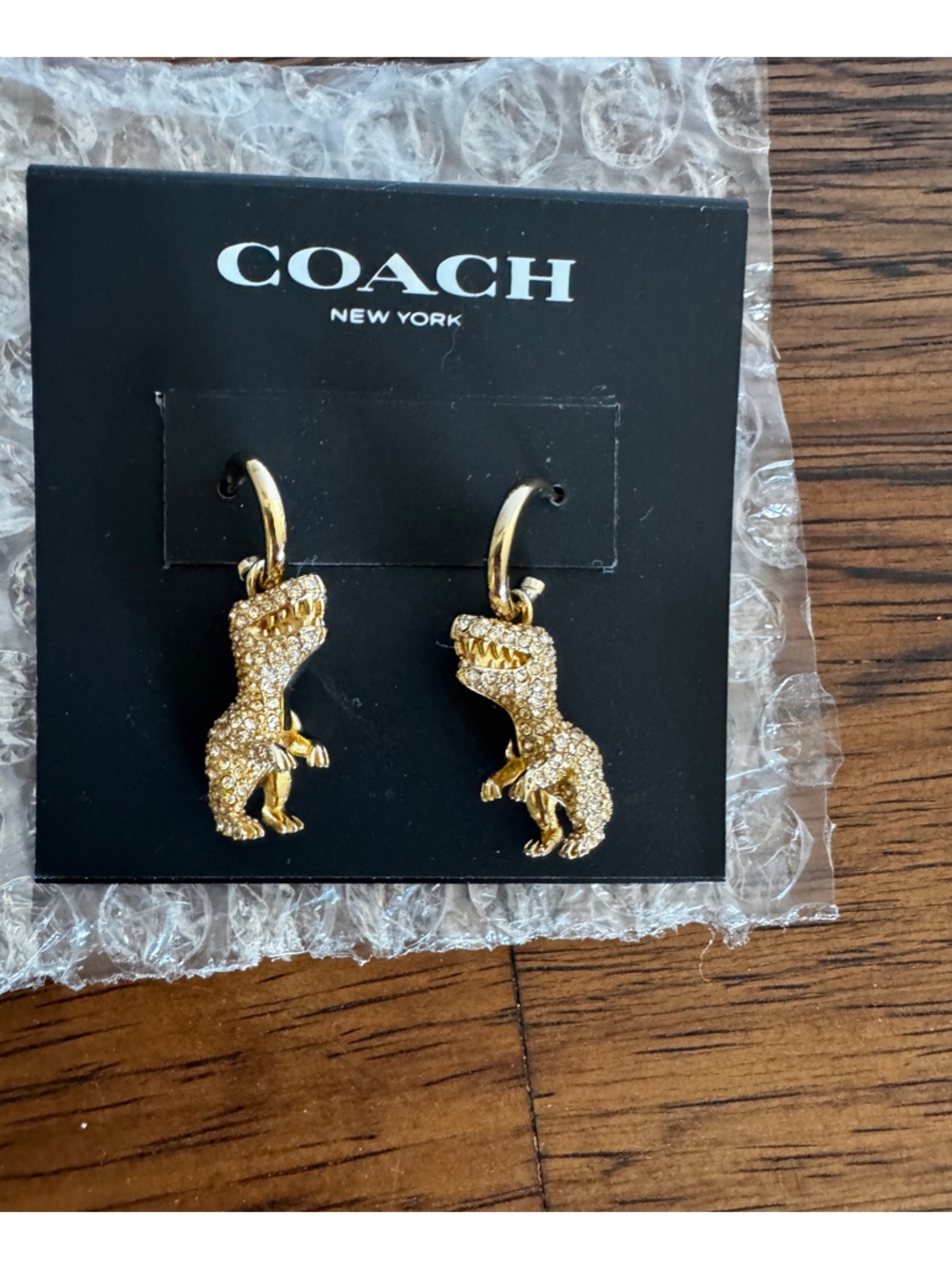 NWT Coach Rexy Huggie Pave Earrings with Coach Gift Box and Charm Bag.